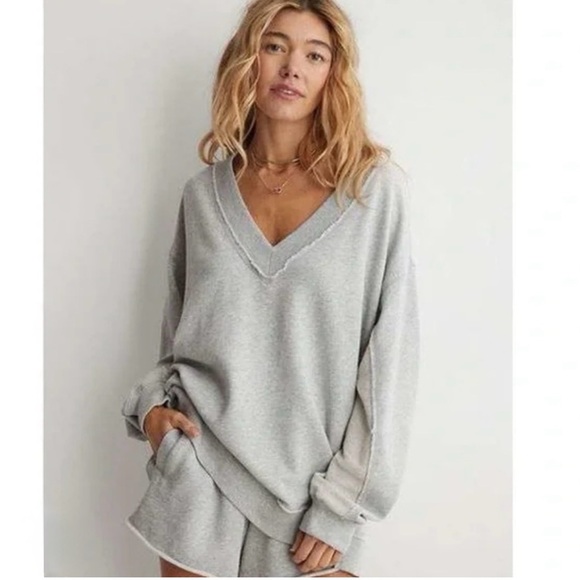 aerie Sweaters - Aerie Vaycay Everyday Distressed V-Neck Sweater